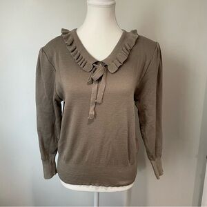 Vintage Rina 100% Wool Peter Pan Collar Tie Grey Size Small